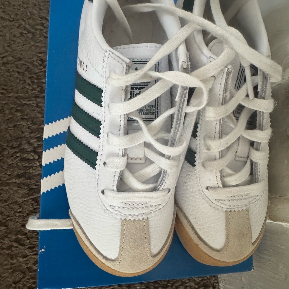 Adidas Kids White and Dark Green Sneakers
